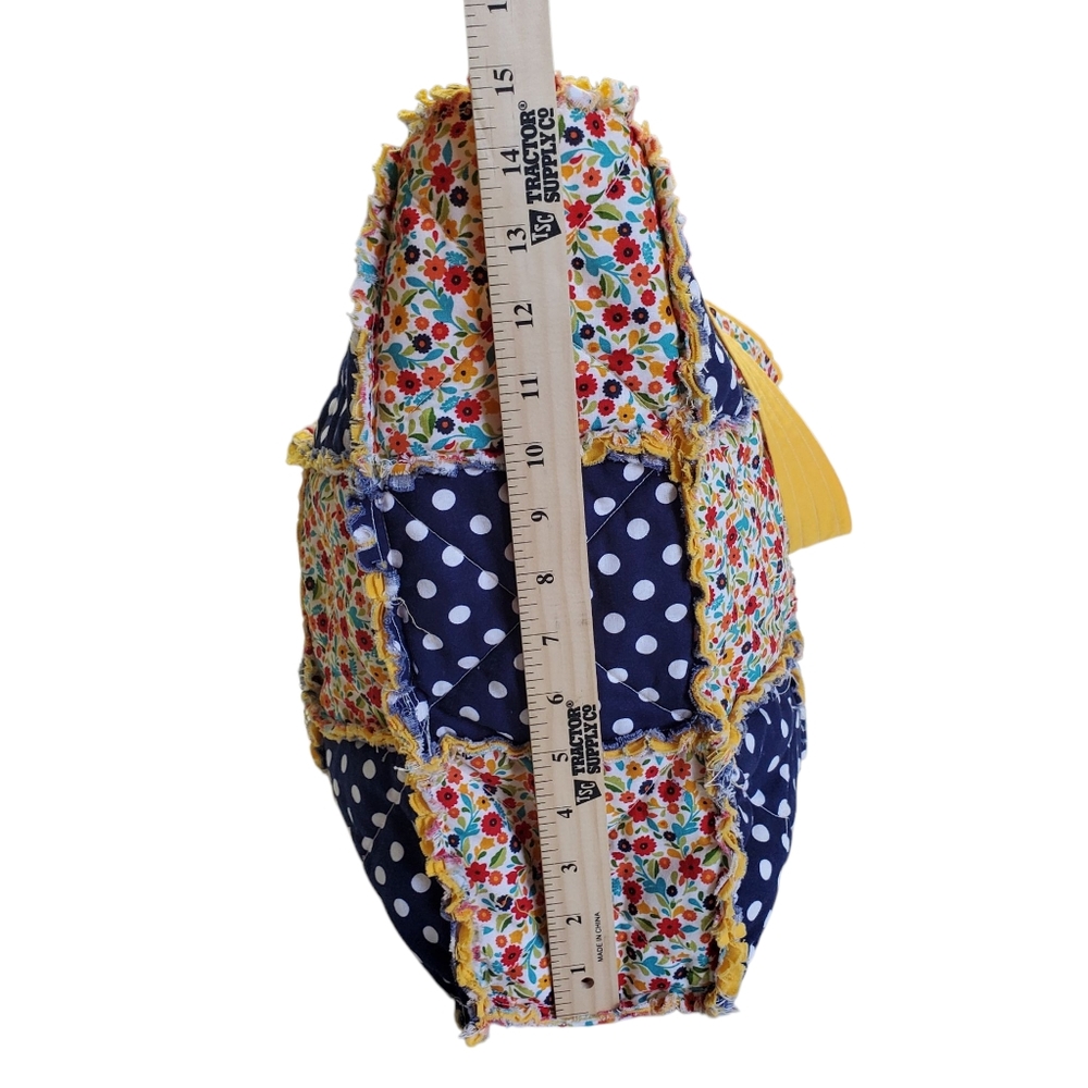 Homecrafted Rag Bag Floral and Polka Dot Tote With Bow - Picture 6 of 14